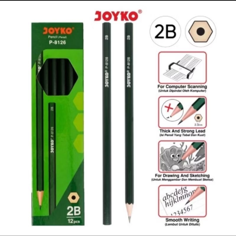 

1 PACK (12 PCS) PENCIL / PENSIL JOYKO 2B P-8126