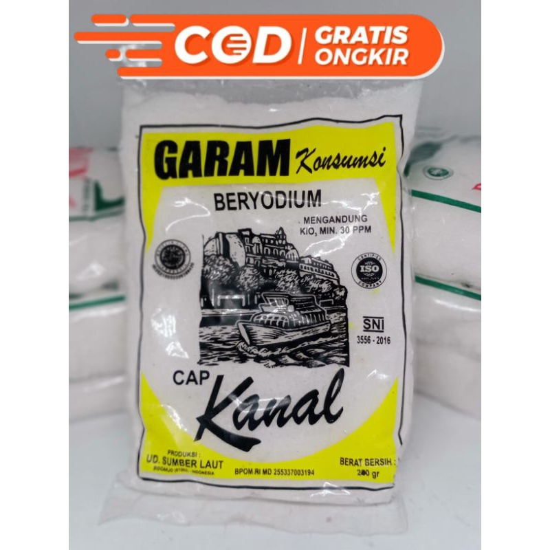 

GARAM KONSUMSI BERYODIUM cap KANAL kemasan 200 gram