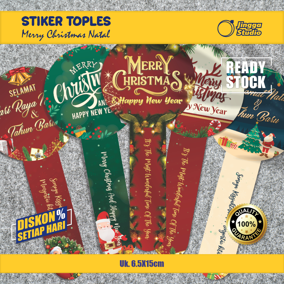 

Stiker Toples Kue Kering Bulat Ekor Merry Christmas Natal isi 10