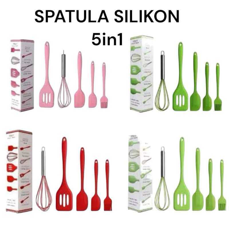 SPATULA SILIKON 5in1 | SPATULA ALAT MASAK DAPUR | SPATULA SILIKON TAHAN PANAS