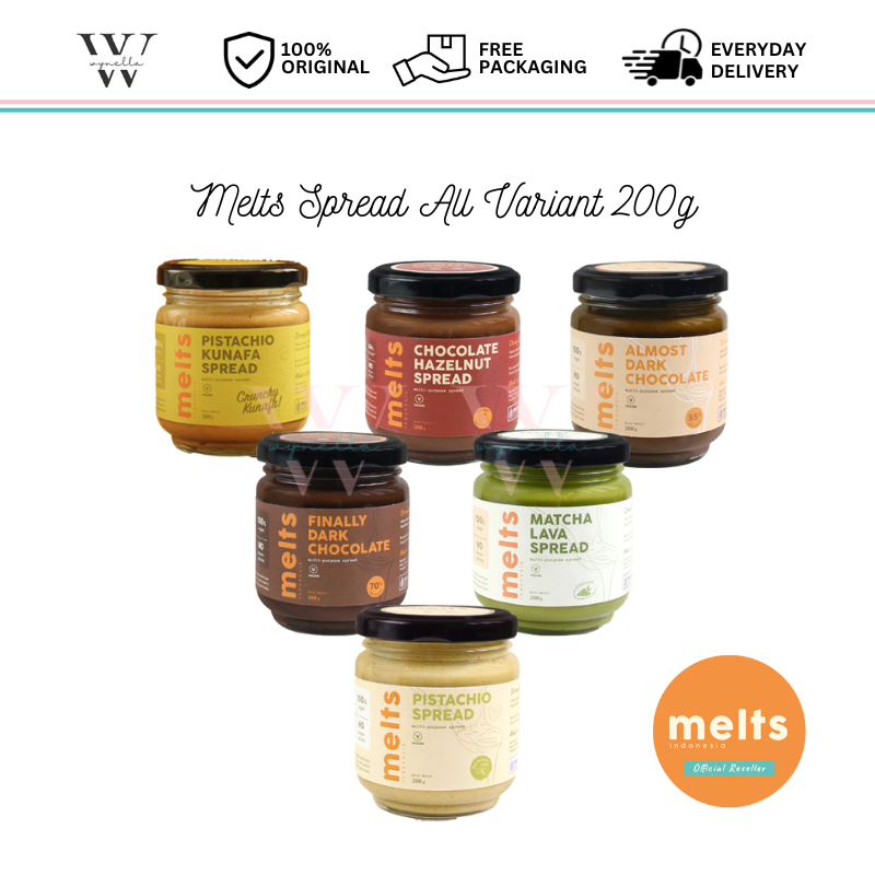 

Melts Spread 200g - Pistachio Kunafa | Almost Dark Chocolate | Finally Dark Chocolate | Chocolate Hazelnut | Matcha Lava | Pistachio - Melts Spread - Selai Melts - Selai Coklat - Selai Kacang