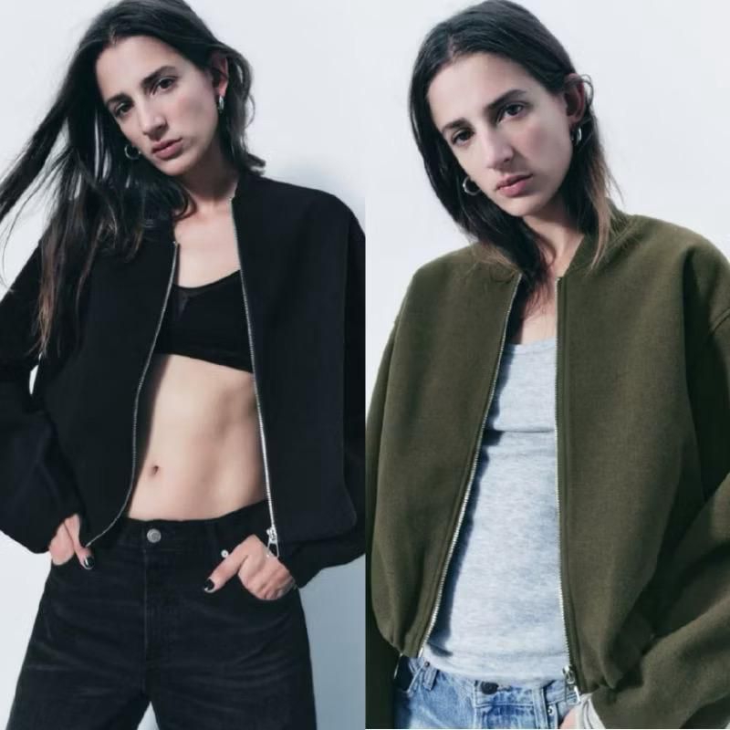 Jacket Wanita Crop Zipper - Atasan Wanita Zipper Crop Kerut Casual