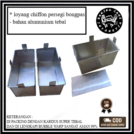 LOYANG CHIFFON CAKE BONGKAR PASANG  / LOYANG BOLU CHIFFON PERSEGI 20X10X12 CM ALUMUNIUM
