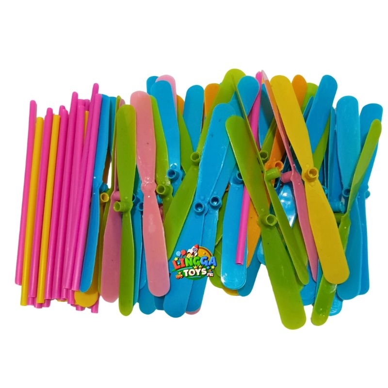 50 pcs baling baling terbang 17 cm / baling baling bambu capung terbang mainan anak