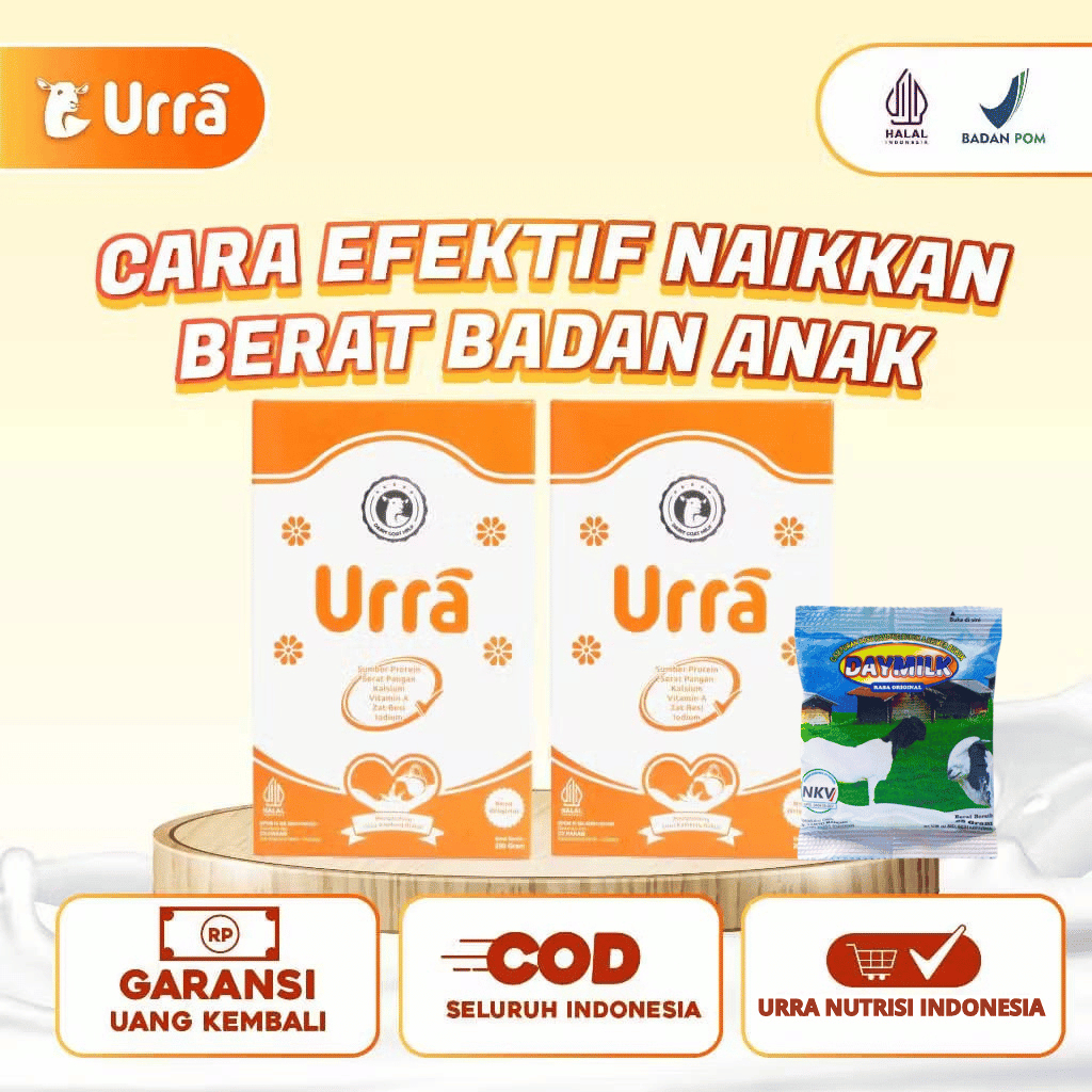 

Susu URRA 2 BOX Free 1 Daymilk Sachet - Susu Kambing Saneen Eropa Penambah Berat Badan Anak Solusi Alergi Susu Sapi Susu Kambing Asli
