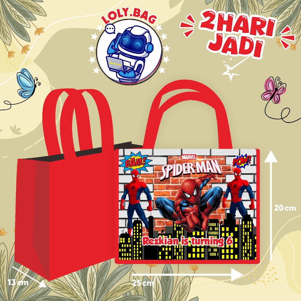 

Tas Ultah / Tas Ulang Tahun Murah/Goodie bag murah/souvenir ultah/Tas tema Spiderman