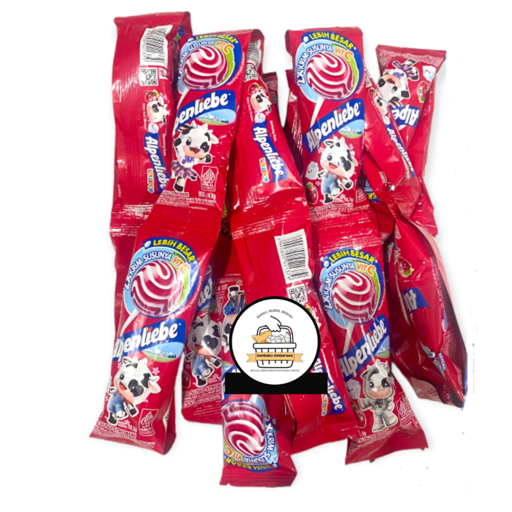 

[PACK isi 24] ALPENLIEBE lolipop permen rasa strawberry 1 pack isi 24 pcs