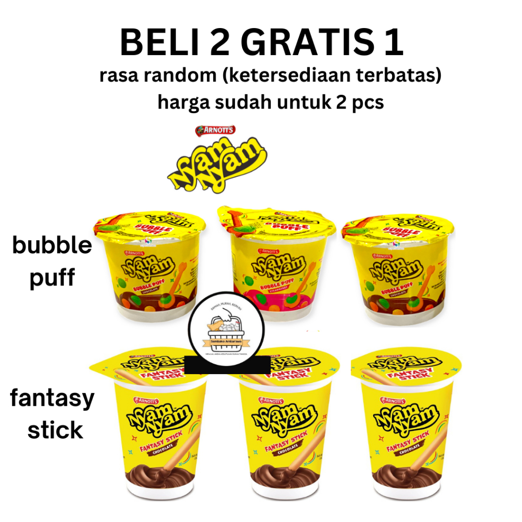 

[BELI 2 GRATIS 1] NYAM NYAM persediaan terbatas bubble puff fantasy stick arnotts