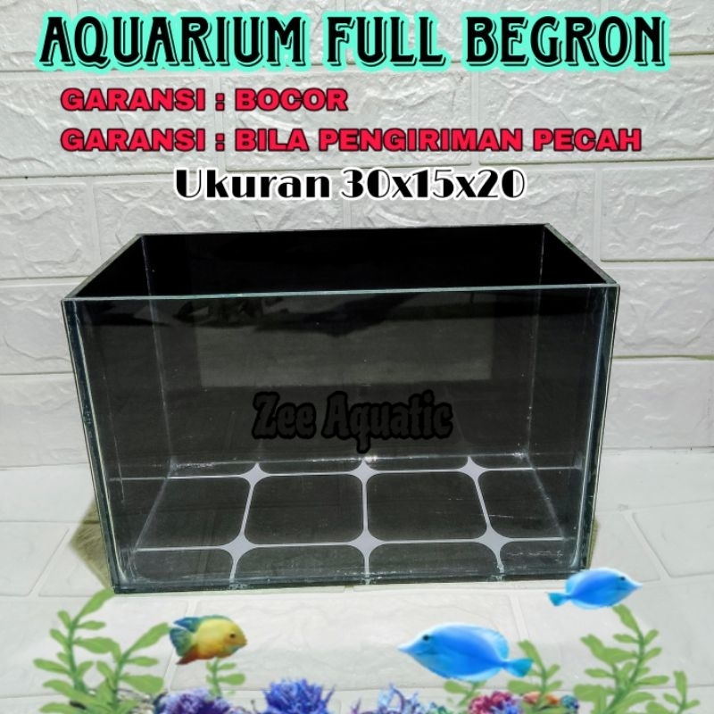Aquarium Kaca Begron Belakang Kanan Kiri 30x15x20 Full begron Akuarium Mini Tebal 5ml Kaca baru