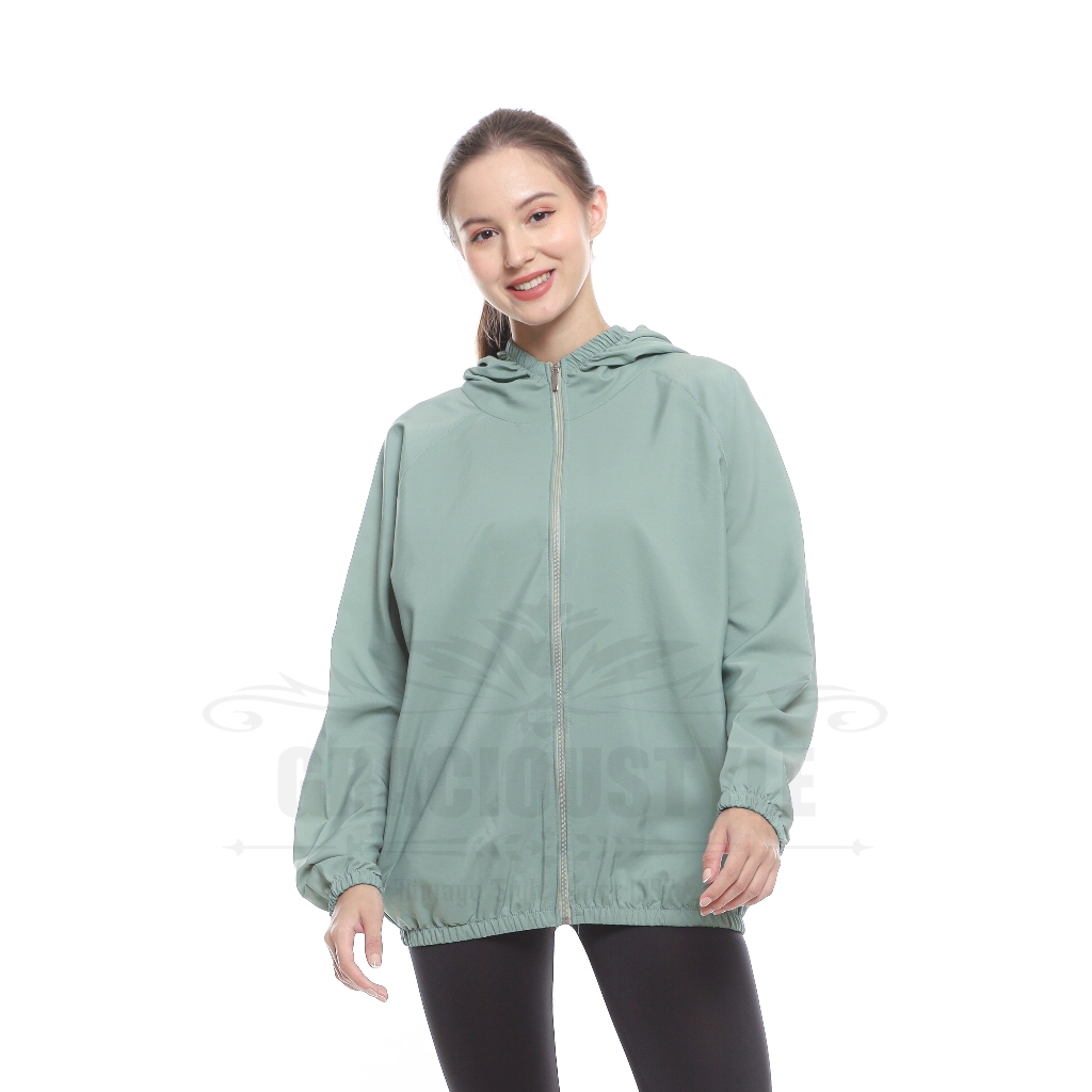Jaket Wanita Olahraga Jaket Parasut Polos Hoodie Waterproof Ringan Sun+Uv Protect Joging Runing etc,