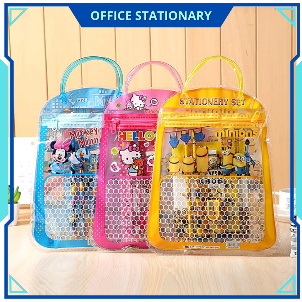 

Set Alat Tulis Anak Sekolah Motif Karakter Kartun / Stationary Set Free Bag / Tas Souvenir Stationary
