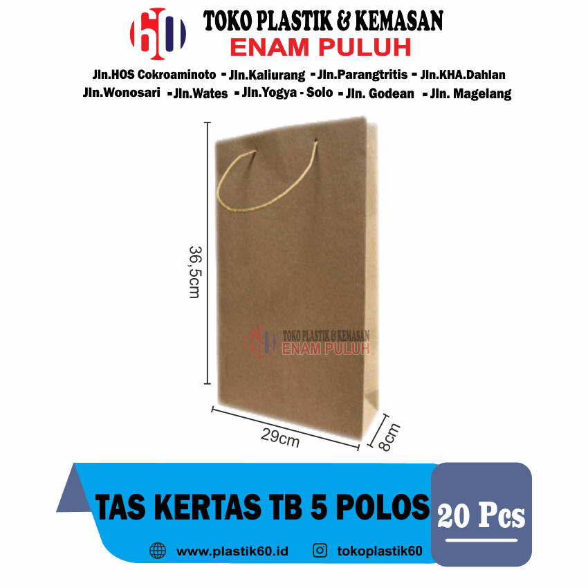 

Tas kertas tb 5 Polos paper bag goodie bag paper kraft bag coklat