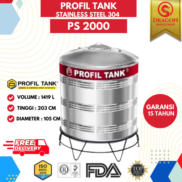 Profil Tank Stainless PS 2000 + Kaki - Toren Air Profil 2000 Profon