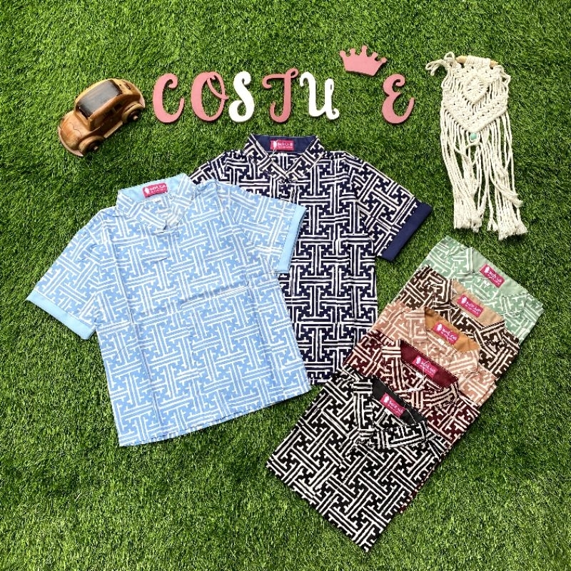Batik Costume Kemeja Batik Anak Rendy Motif Pagar Banyak Warna Cocok Di Pakai Untuk Sekolah