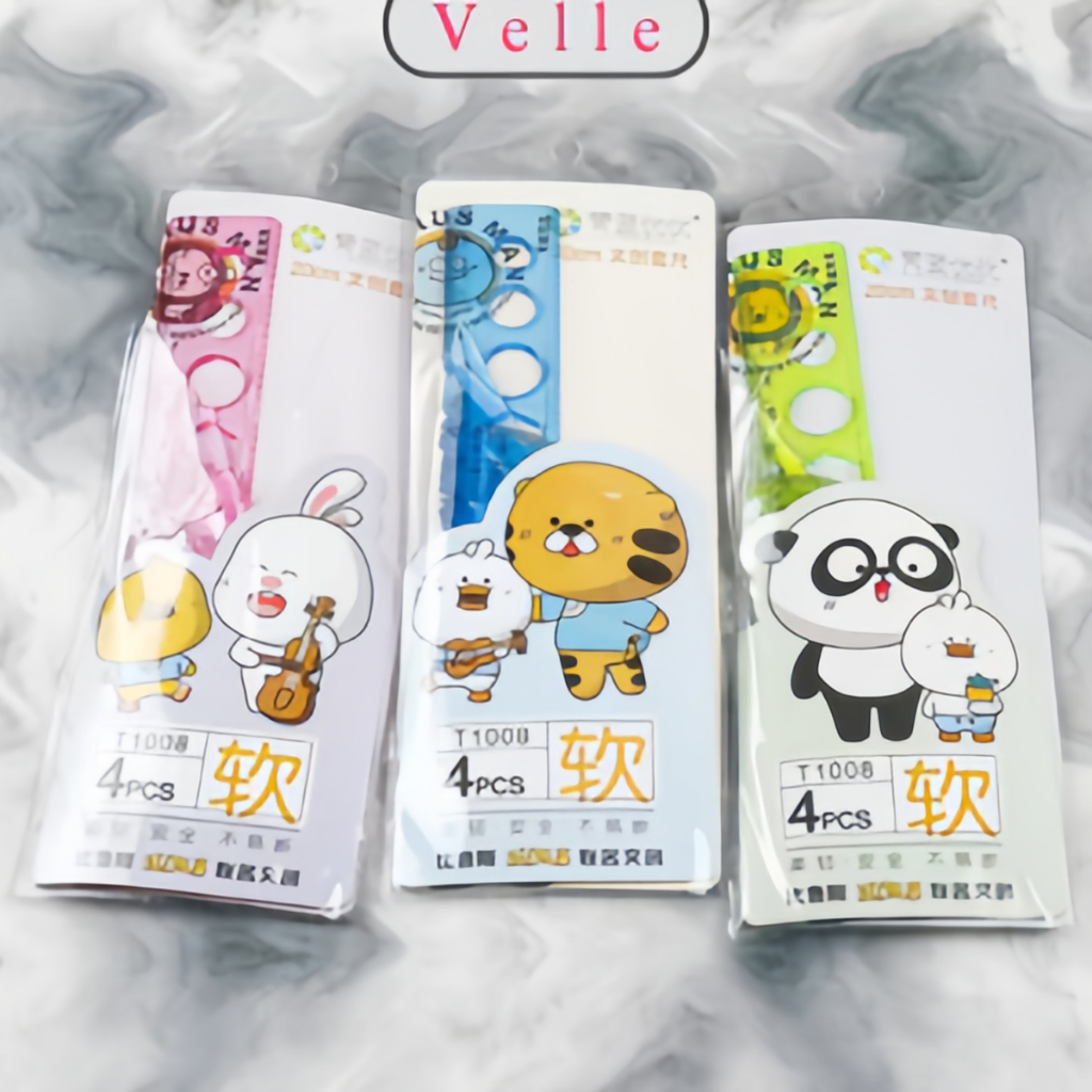 

VELLE Soft Ruler 4 Pieces Gannise Penggaris Set Busur Derajat Segitiga Soft Rule/Penggaris Anak/Set Penggaris/Penggaris Mini