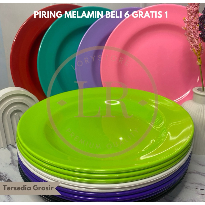 PIRING MELAMIN 6 GRATIS 1 SET PIRING PLASTIK MELAMIN SEMI/PIRING MAKAN