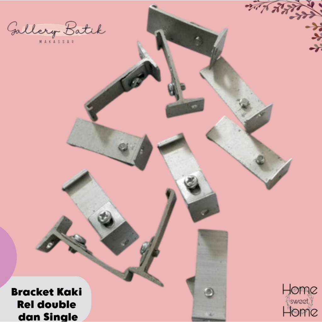 KAKI REL GORDEN / DOUBLE BRACKET / BRACKET GORDEN KOTAK ALUMUNIUM MAKASSAR [[Gallery Batik Makassar]
