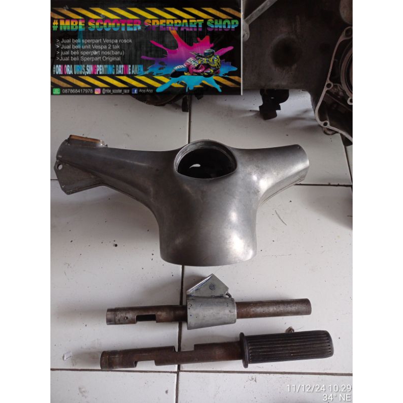 Stang stir vespa super bulat original cabutan piaggio