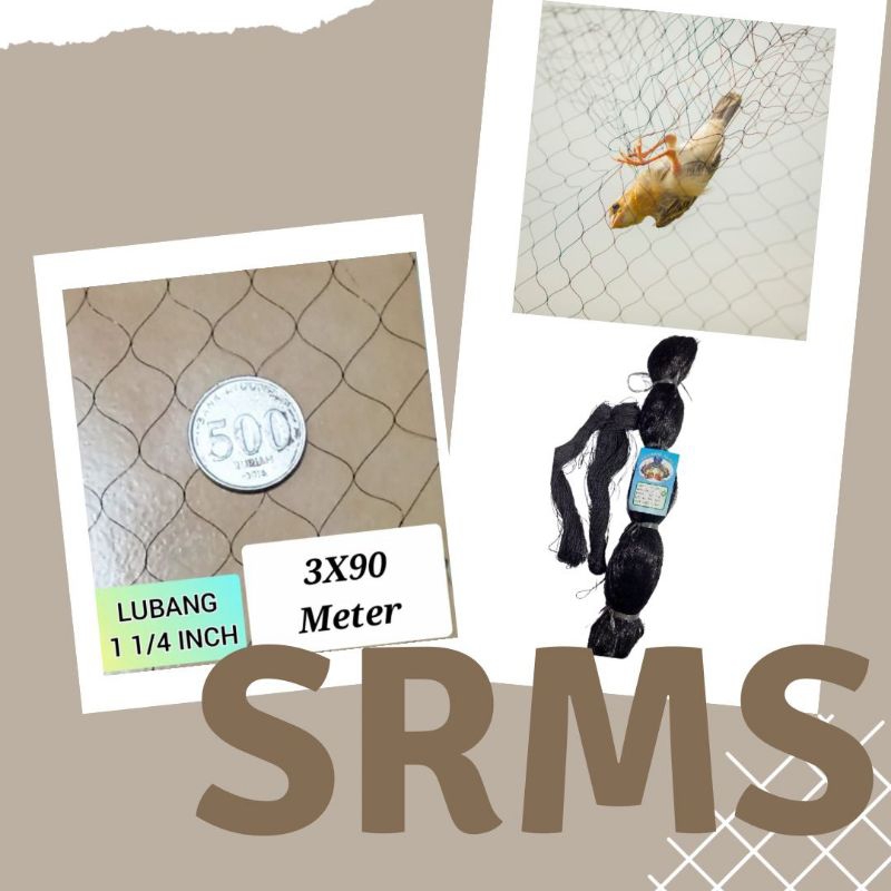 jaring burung hitam 1 1/4 inch 3x90 meter / jaring burung pipit dan emprit / jaring penutup sawah / 