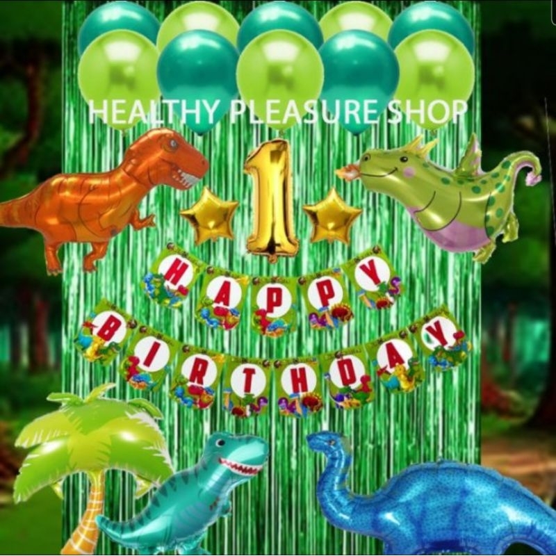 Paket Dekorasi Ulang Tahun Dinosaurus/ Paket Ulang Tahun Dinosaurus/ Set Dekorasi Jungle Dinosaurus
