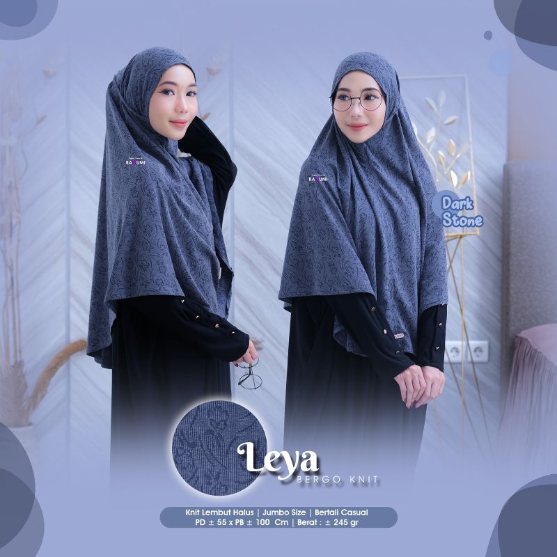 LEYA BERGO KNIT RAQUMI HIJAB | JILBAB KNIT PREMIUM | jilbab bergo raqumi | jilbab bergo jumbo