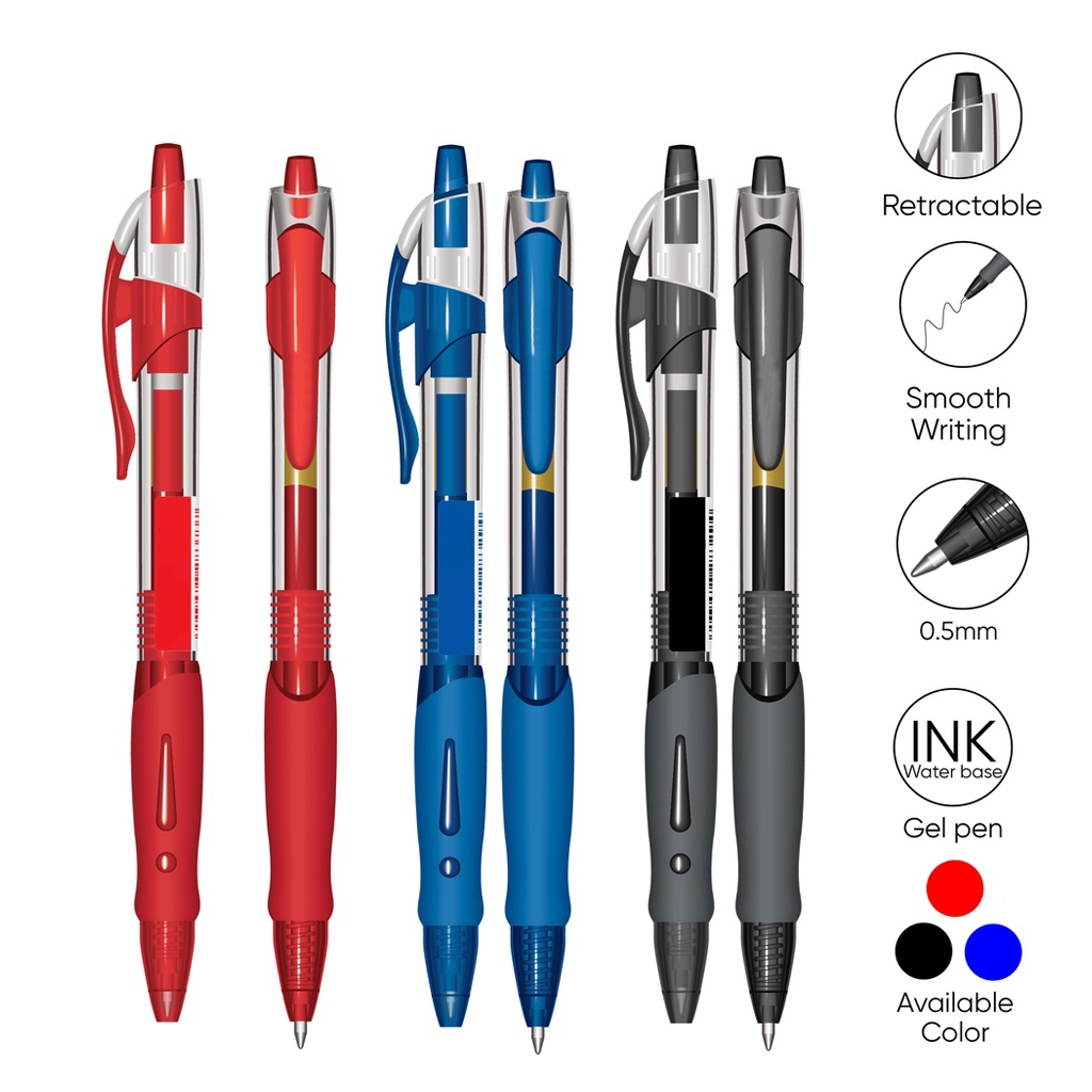 

TBB Gel Pen Pulpen Pena GP-265 Black / Blue / Red Q Gel 0.5 mm - 1 PCS S059
