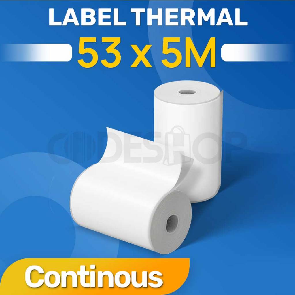 

Label Thermal Stiker 53X5 meter / 53 X 5 m Printer Bluetooth