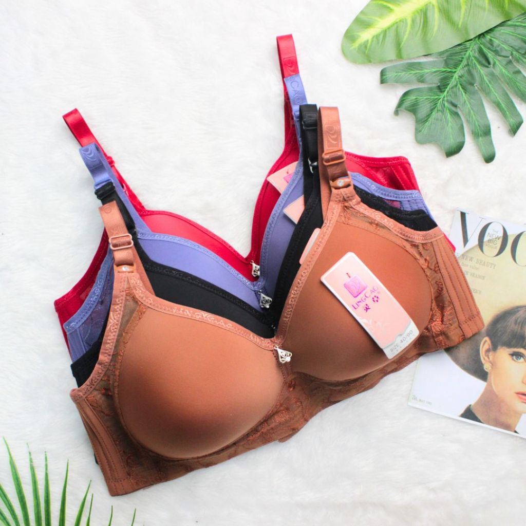 (3 PCS) BRA CUP BESAR LINGCAO KAIT 3 BH PEREMPUAN CUP BESAR TANPA KAWAT C666