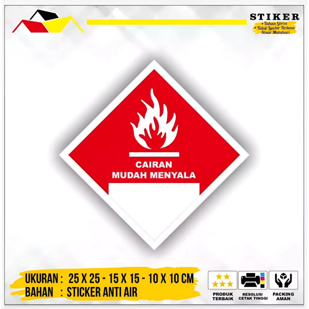 

Stiker Simbol Label K3 Limbah B3 Hazmat Cairan Mudah menyala