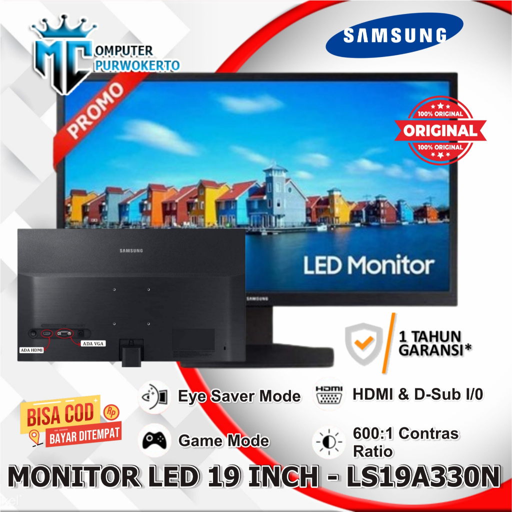 LED Monitor Samsung 19" Inch S19A330 HDMI LS19A330NHEXXD Garansi Resmi
