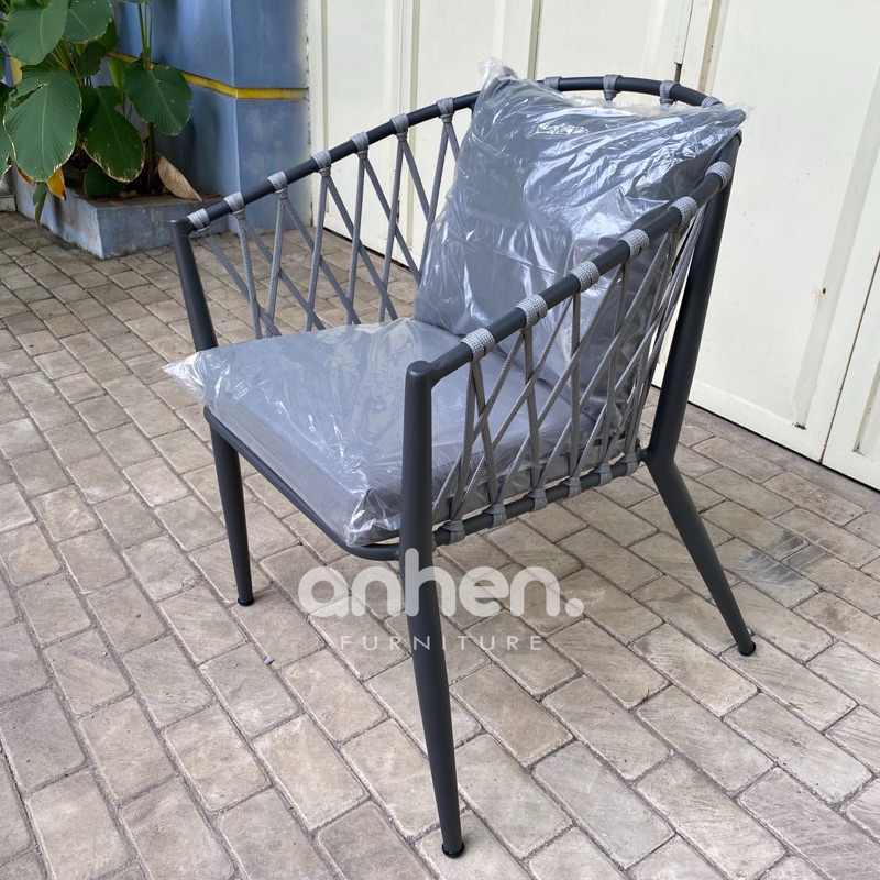 Kursi Outdoor Anyaman Tali Rope / Kursi Kolam Renang / Kursi Teras Anyaman Tali Rope