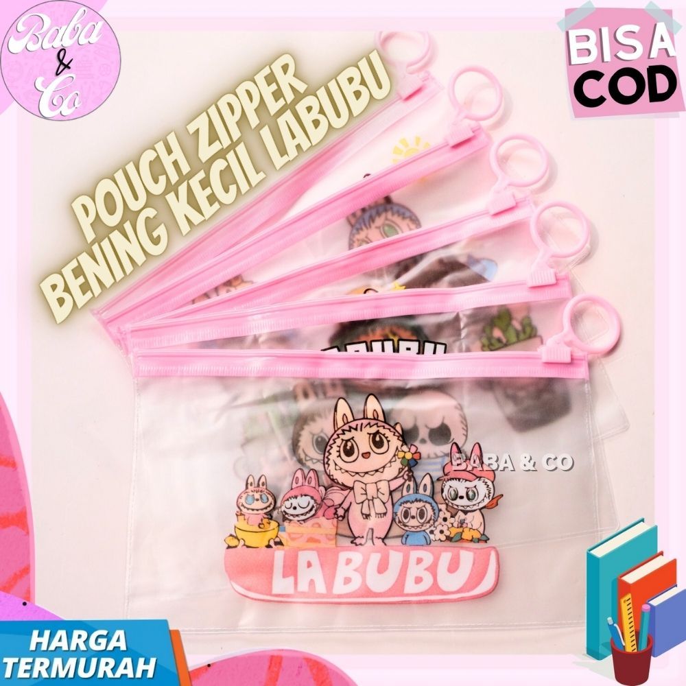 POUCH LABUBU ZIPPER TRANSPARAN POUCH ZIPPER MINI LABUBU LUCU UNIK POUCH MIKA LABUBU ZIPPER LABU LABU