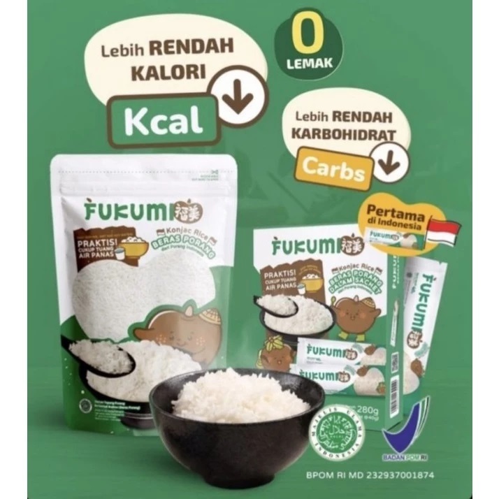 

PROMO AKHIR TAHUN,Fukumi Beras Porang Pouch 1KG Diabtx n Diet Friendly