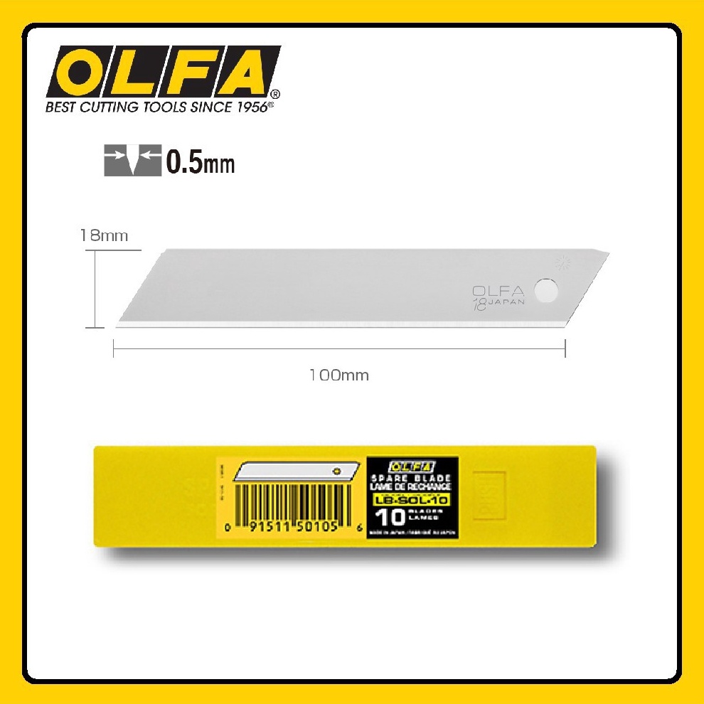 

KODE A4R OLFA LBSOL1 Refill Pisau Cutter Polos Tanpa Patahan 18 mm 1pcspack Solid Blade 18mm