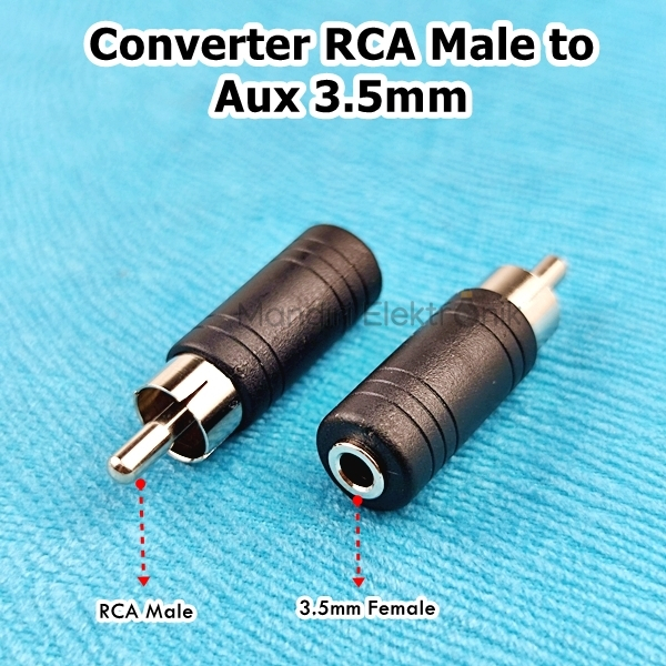 Converter Jack RCA Male to Aux 3.5mm Mono / Stereo - Jek Sambung Dari RCA Male ke Aux 3.5mm Female