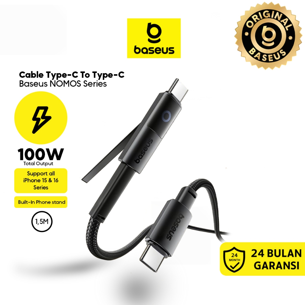 Baseus Nomos Retractable Charging Cable Stand USB-C to USB-C 100W 1.5m Cosmic Black