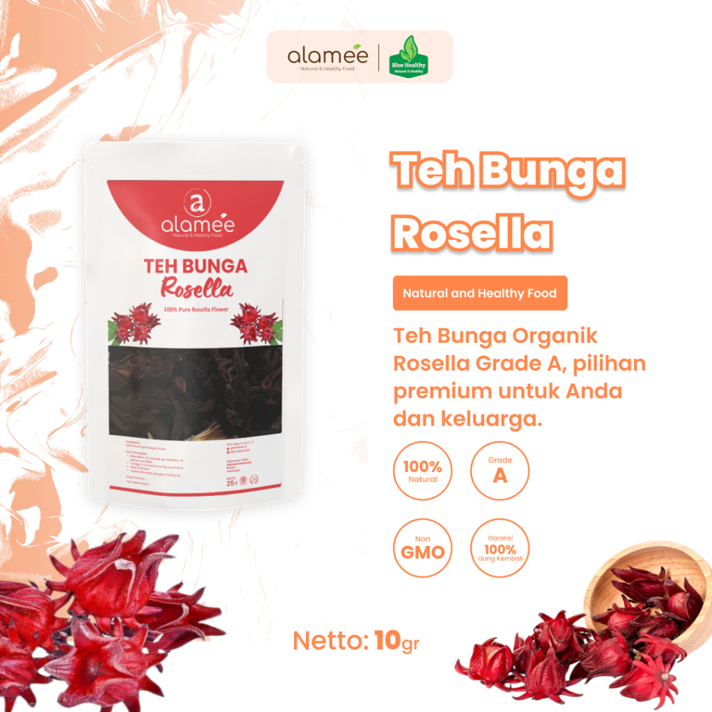 

ALAMEE Teh Bunga Rosella Kering Rosela Tea Flower Merah Premium Organik Red 10 gram