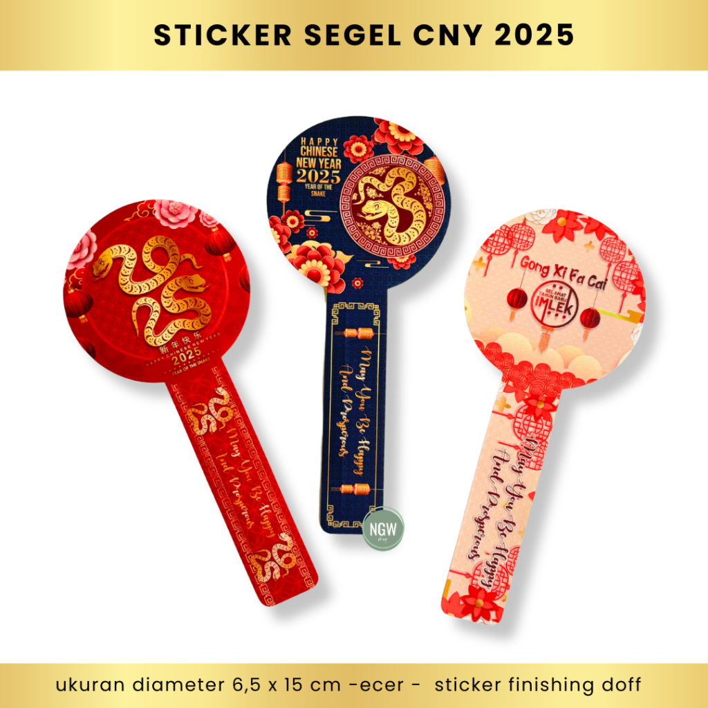 

sticker segel imlek CNY 2025 6,5 x 15 cm cookies kue hampers