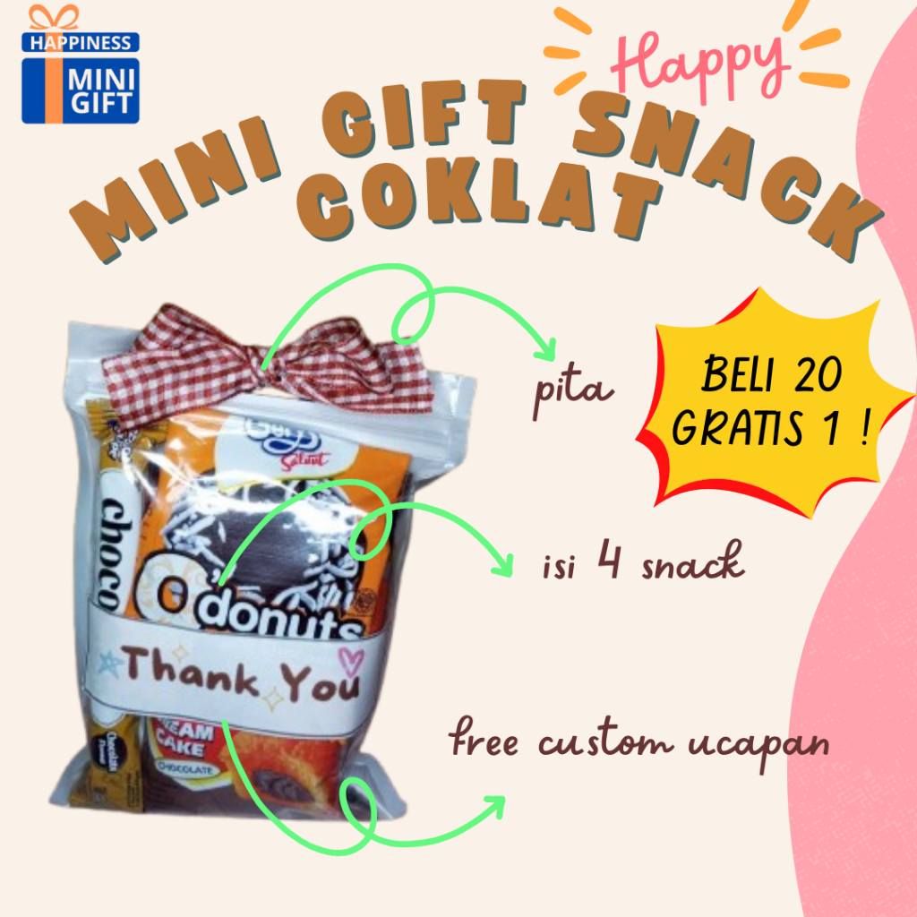 

HAPPY MINI GIFT SNACK COKELAT | FREE CUSTOM UCAPAN | TANPA MINIMAL PEMBELIAN | TERMURAH !!!