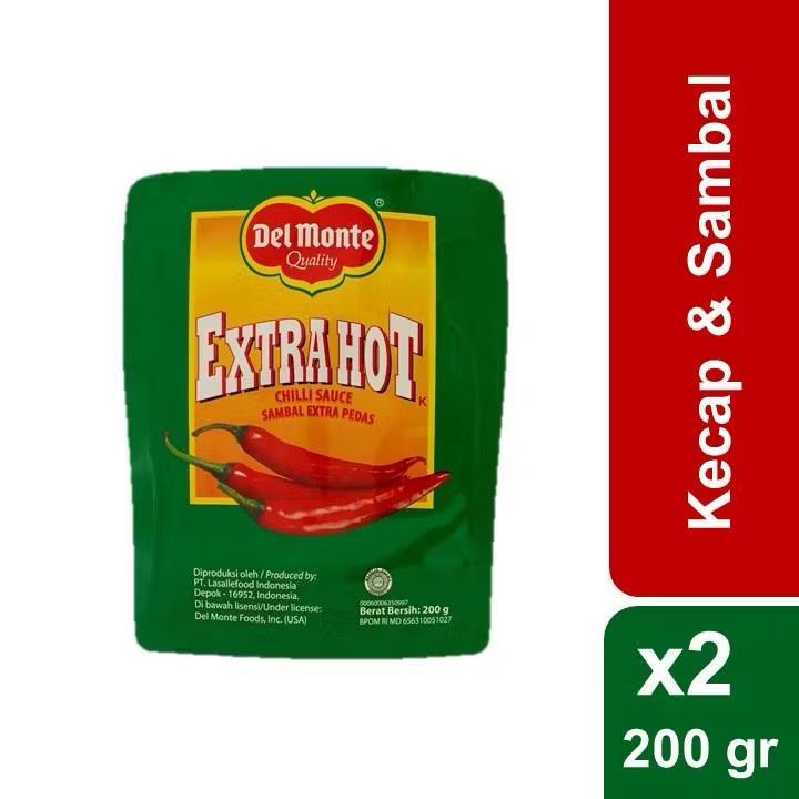 

Delmonte Saus Extra Hot Chilli Pouch 200g x 2