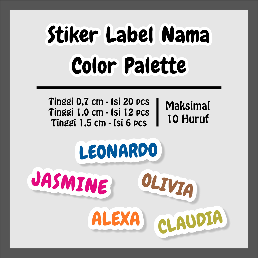 

Label Nama Tahan Air & Luntur, Custom dengan Warna Solid