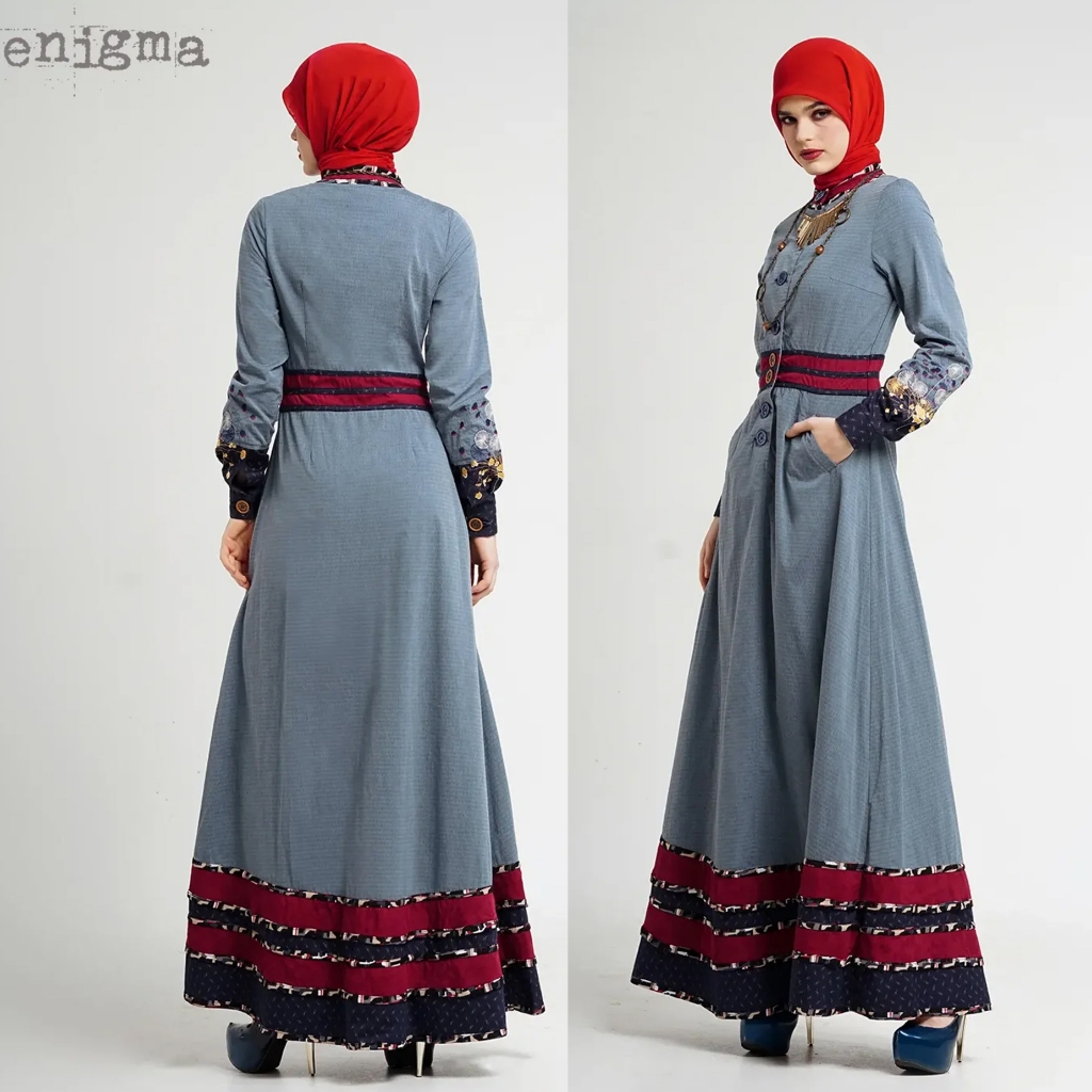 [UFA fashion] Enigma Gamis Tuneeca Lou Rebelles, gamis elegan warna abu-abu dengan desain simple.
