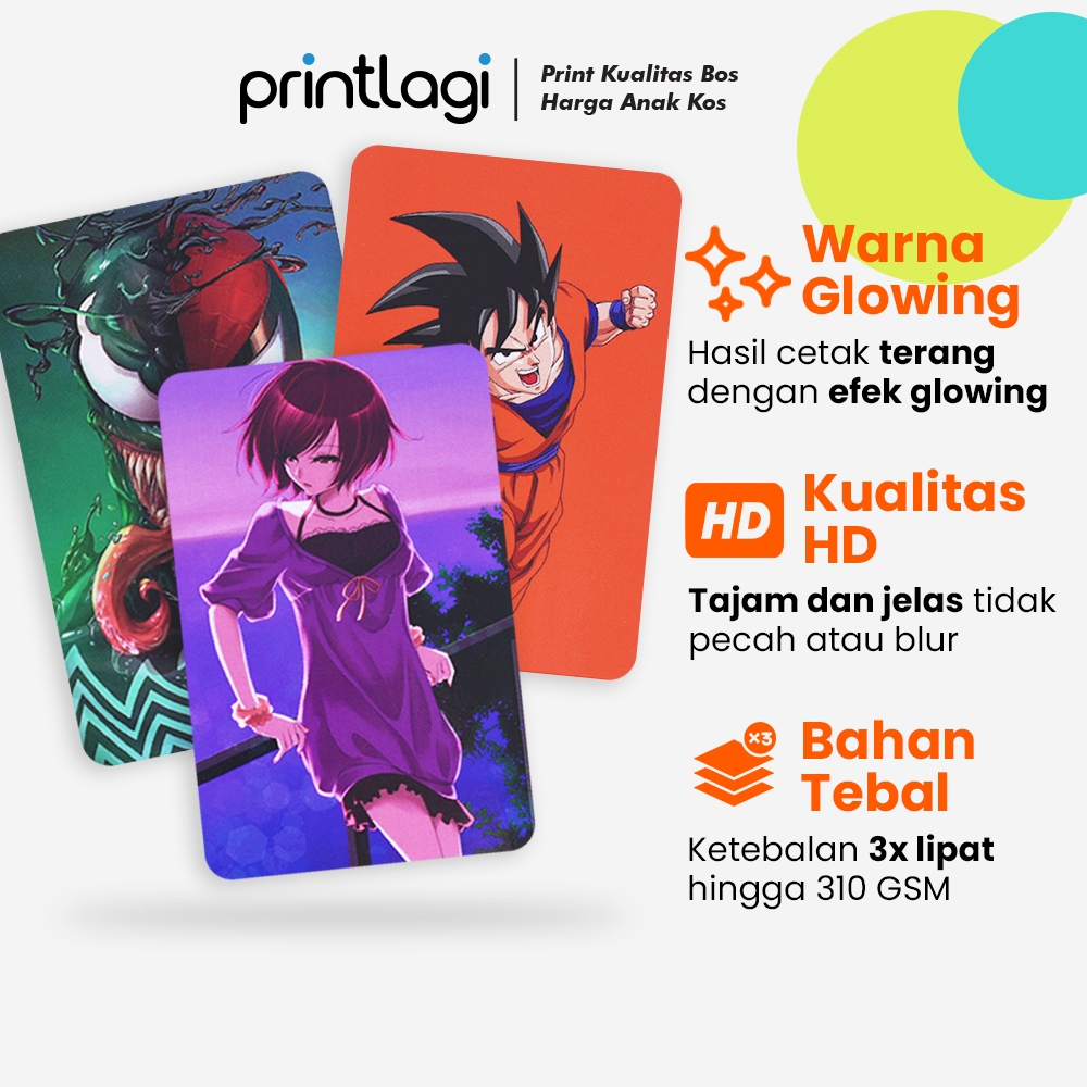 Anime Art Photocards Custom - Kualitas HD Cerah Glowing Warna Vivid - Photocard Bahan Tebal 310 GSM