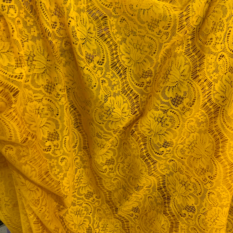 kain brokat renda - kain brokat premium - kain brokat renda import [MUSTARD]