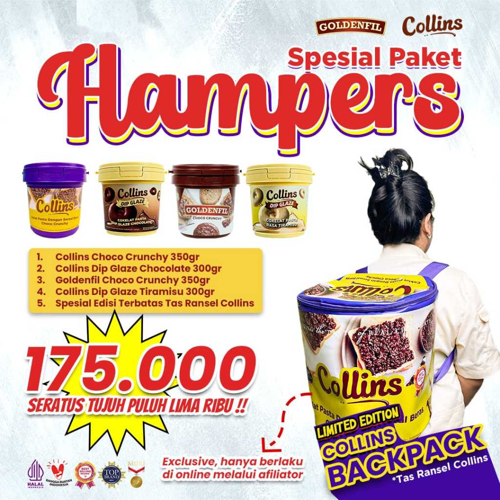 

PAKET HAMPERS SPESIAL TAHUN BARU COLLINS CRUNCHY / COKLAT DIPGLAZE / COKELAT CRUNCHY GOLDENFIL