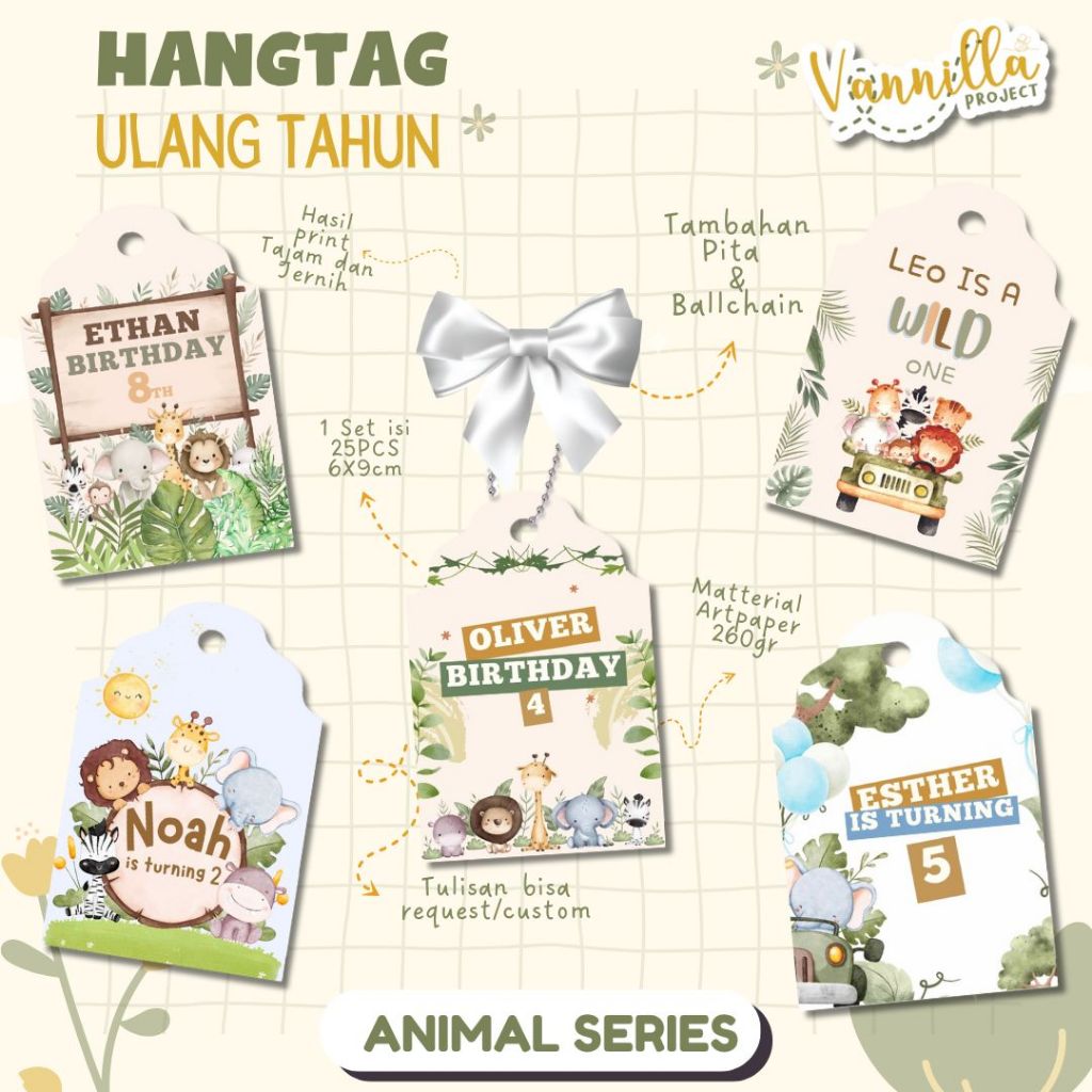 

25pcs Hangtag Ulang Tahun Animal Series Hampers Tag Hampers