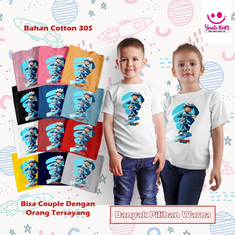 KAOS BAJU ANAK MOTIF BOBOIBOY ANGIN Bahan Cotton Combed 30s High Quality
