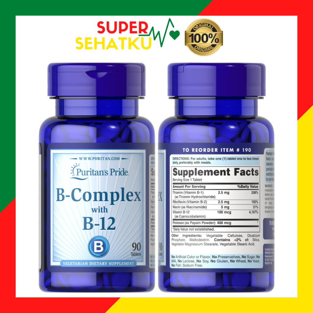 Puritan Pride Vitamin B Complex and Vitamin B 12 90 Tablet b12