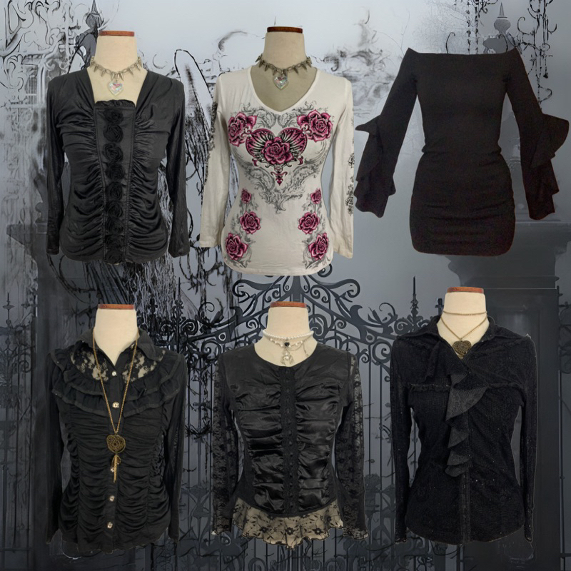 Grunge Fairy Core Goth Y2k Top and Bottom @blavckstrawberries