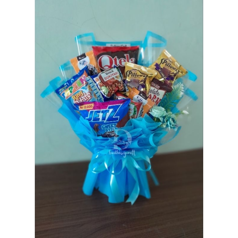 

Buket snack/buket jajan/buket camilan ringan/ buket receh/ buket murah/kado/hadiah ultah